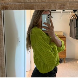 Green cropped sweater
